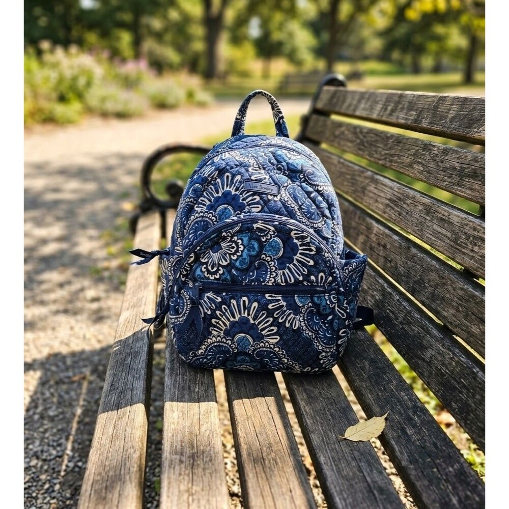 Vera Bradley Essential Compact Mini Backpack Retired Blue Tapestry Paisley